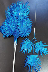 Frunze decorative palmier albastru cu sclipici - 12 buc/set